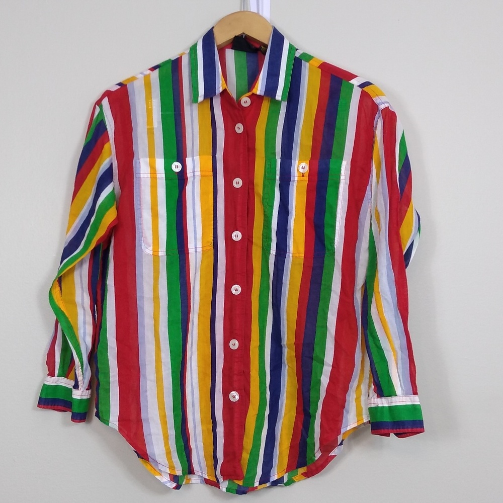 Colorful Striped Liz Sport button down size SP